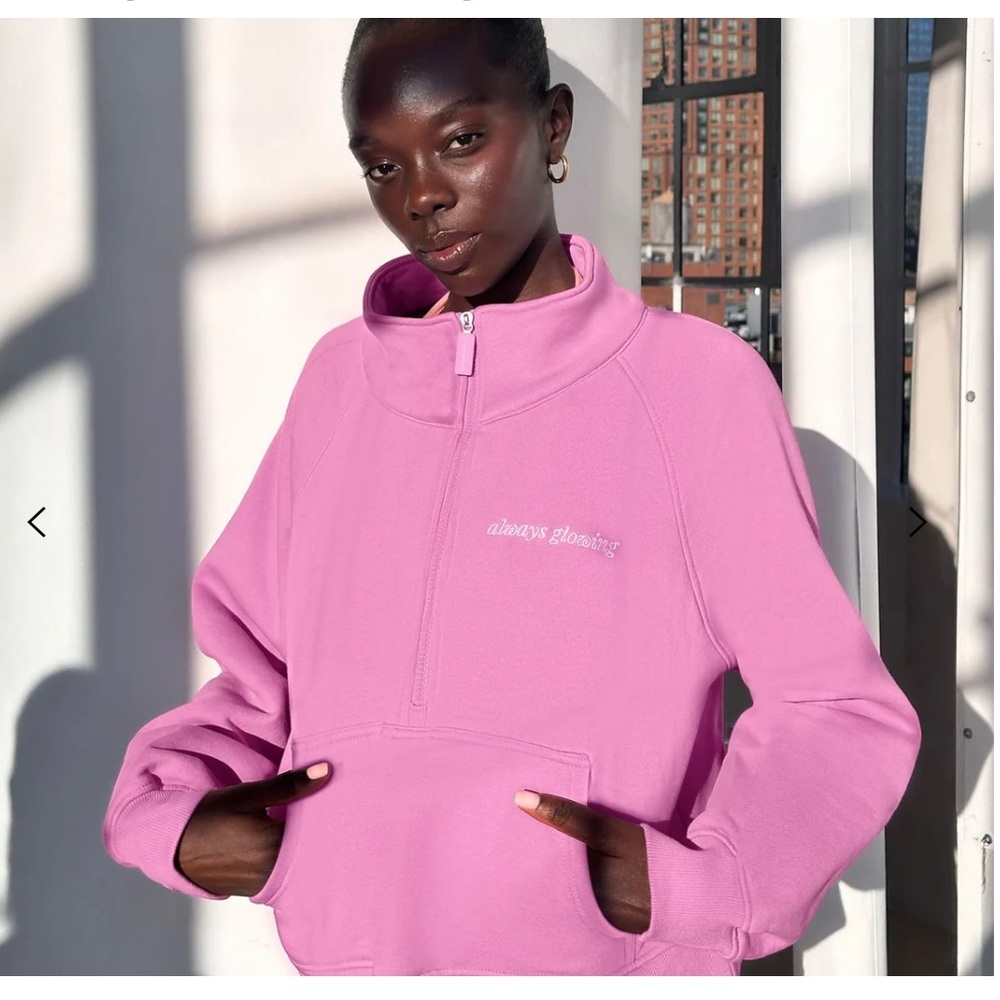 Glow Recipe Pink half-Zip Sweatshirt
